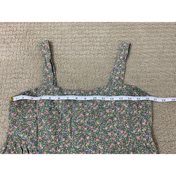 Easel Jumpsuit Womens Green Floral Wide Leg Sleeveless Boho Ruffle Overall L - Picture 8 of 10